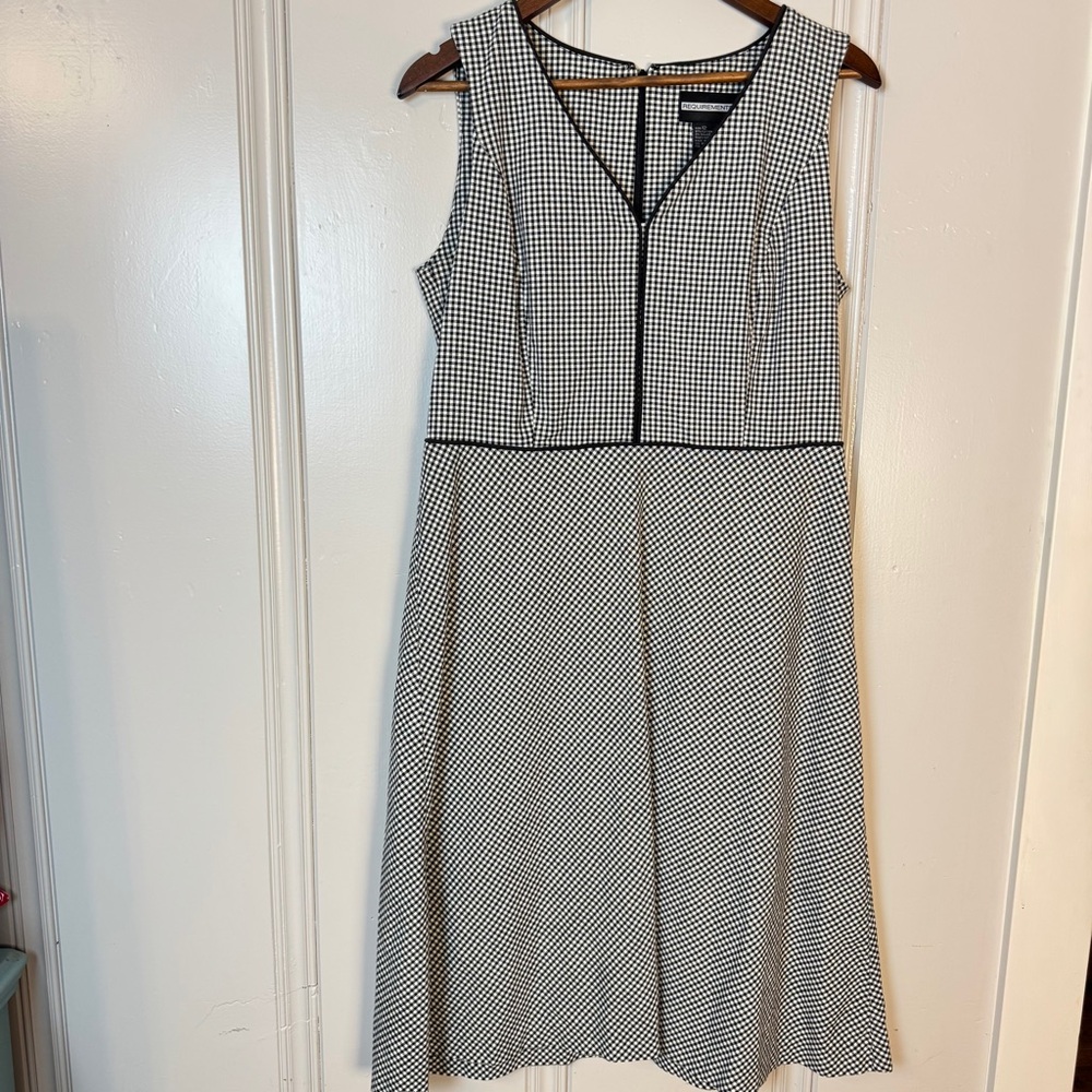 Vintage 90s Requirements Black Gingham V-Neck Fit and Flare Dress Size 12